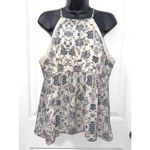 Maurices Y2K floral print halter top with lace trim size Medium